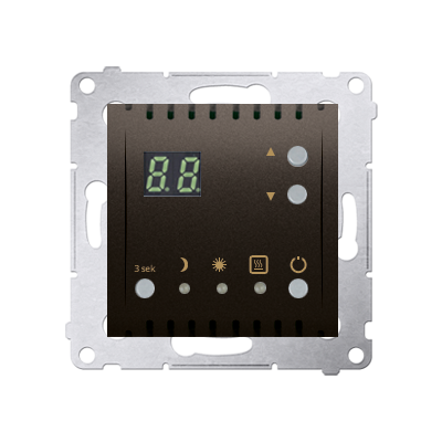 Regulator temperatury z wyświetlaczem z czujnikiem wewnętrznym (moduł) 16(2) A. 230V~; brąz mat