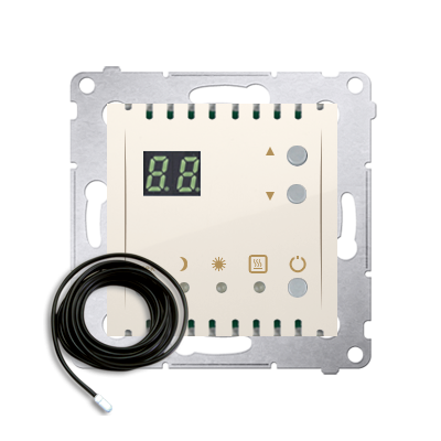 Regulator temperatury z wyświetlaczem z czujnikiem zewnętrznym (moduł) 16(2) A. 230V~; kremowy W komplecie czujnik zewnętrzny (sonda)