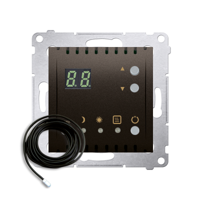 Regulator temperatury z wyświetlaczem z czujnikiem zewnętrznym (moduł) 16(2) A. 230V~; brąz mat W komplecie czujnik zewnętrzny (sonda)