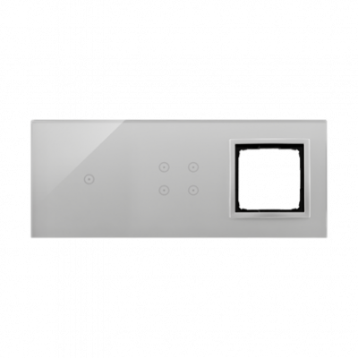 Panel dotykowy S54 Touch, 3 moduły, 1 pole dotykowe + 4 pola dotykowe + 1 otwór na osprzęt S54, srebrna mgła