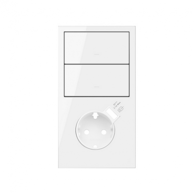 Panel 2-krotny pion: 2 klawisze + gniazdo z zintegrowaną ładowarką USB; biały 10020218-130
