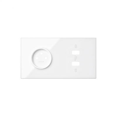 Panel 2-krotny: 1 gniazdo + 2x1 ładowarka USB SmartCharge 2x 2,1 A; biały 10020228-130