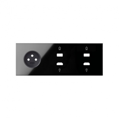 Panel 3-krotny: 1 gniazdo + 1 HDMI + 1 USB + 1 HDMI + 1 USB; czarny 10020318-138