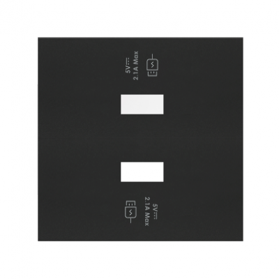 Pokrywa 2x1 ładowarki USB dla ref. 10000380-039; czarny mat 10001196-238