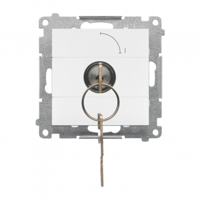 Łącznik na kluczyk jednobiegunowy (moduł) 2 pozycyjny „0-I” styk N/O, 5 A, 250 V~; Biały mat