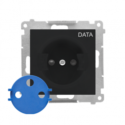 Gniazdo DATA z kluczem uprawniającym (moduł) 16 A, 250 V~, szybkozłącza; Czarny mat