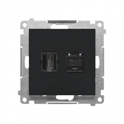 Gniazdo HDMI + RJ45 kat.6. (moduł); Czarny mat