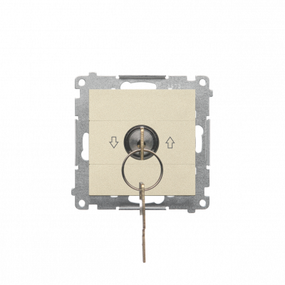 Łącznik na kluczyk roletowy jednobiegunowy (moduł) 3 pozycyjny „I-0-II” 2 styki N/O, 5 A, 250 V~; Szampański mat