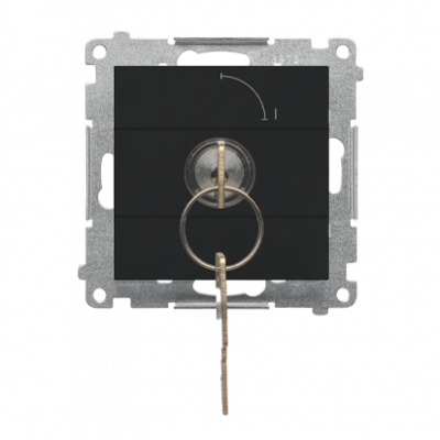 Łącznik na kluczyk jednobiegunowy (moduł) 2 pozycyjny „0-I” styk N/O, 5 A, 250 V~; Czarny mat