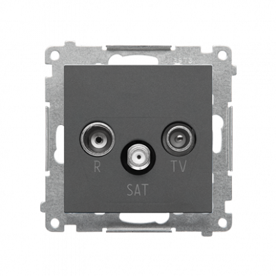 Gniazdo antenowe R-TV-SAT przelotowe 7 dB (moduł). 1x Wejście: 5 MHz÷2,4 GHz; Grafitowy mat
