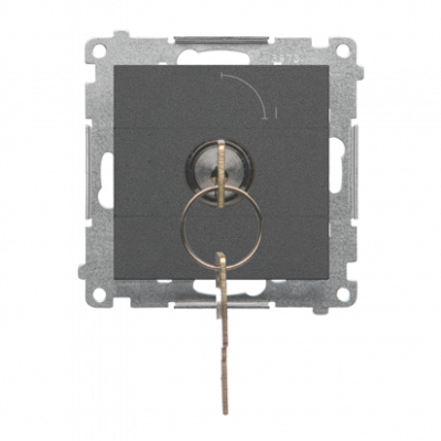 Łącznik na kluczyk jednobiegunowy (moduł) 2 pozycyjny „0-I” styk N/O, 5 A, 250 V~; Grafitowy mat