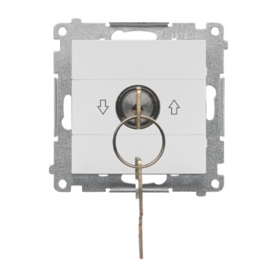 Łącznik na kluczyk roletowy jednobiegunowy (moduł) 3 pozycyjny „I-0-II” 2 styki N/O, 5 A, 250 V~; Jasnoszary mat