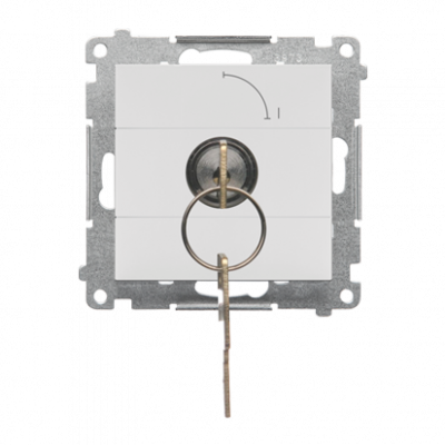 Łącznik na kluczyk chwilowy – przycisk (moduł) 2 pozycyjny „0-I” styk N/O, 5 A, 250 V~; Jasnoszary mat