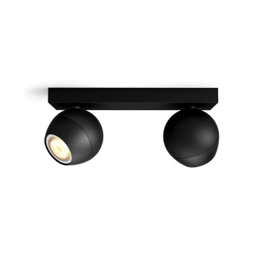 PHILIPS HUE Podwójne Oświetlenie punktowe Buckram czarne, White ambiance + 2X LED GU10 + Regulator przyciemniania