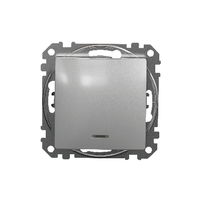 Sedna Design, łącznik 1-biegunowy z podświetleniem, srebrne aluminium